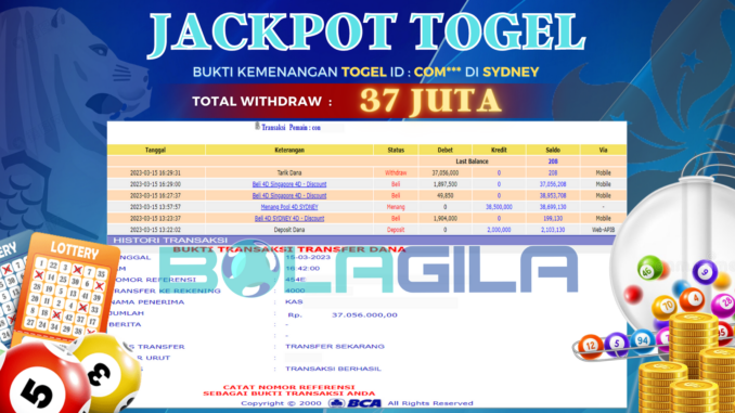 Bukti jackpot BOLAGILA #3